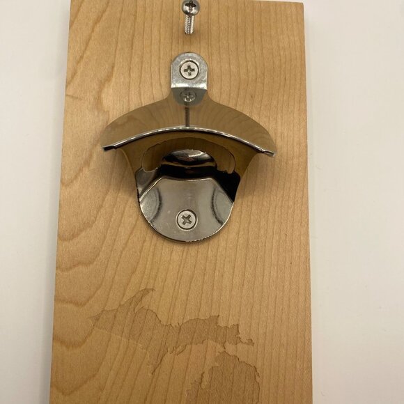 Michigan Drink Local Wall Mount Bottle Opener Wood Plaque Beer Cap Catcher Bar - Picture 3 of 4
